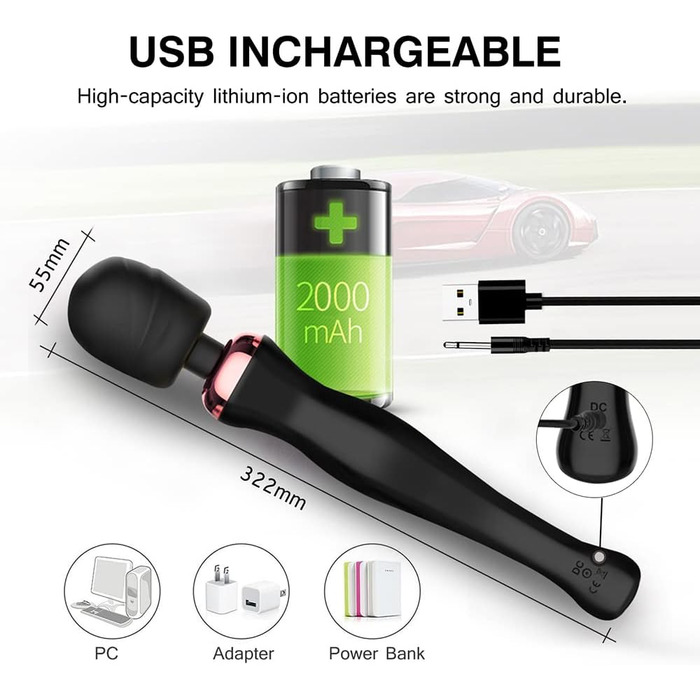 Силіконовий вібратор Xuomt для жінок: анальний, вагінальний, масажер клітора та G-spot. 20 режимів, водонепроникний, 32 см.