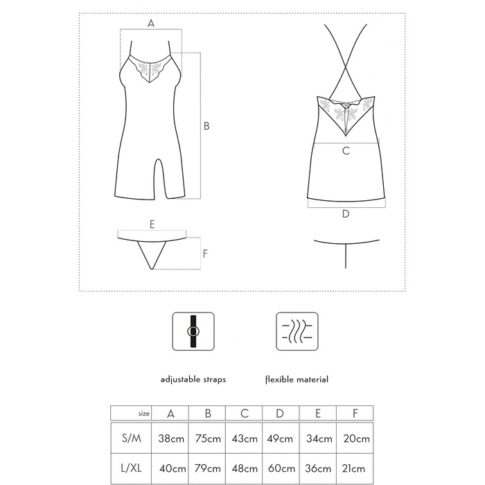 Сексуальний жіночий комплект Selente Love & Fun: халат, танга/ніжна сорочка та шовкова маска для очей (чорний, L-XL, Made in EU)