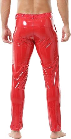 Чоловічі штани QiaTi: стильні, зручні, з еластичною тканини, прямі штанини, для мотоциклів та клубів (червоний, M)