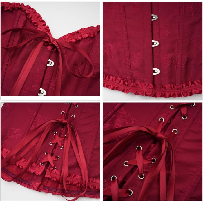 Корсет для повних грудей, спідня білизна, корсаж, весільний, атласний, червоний (M)