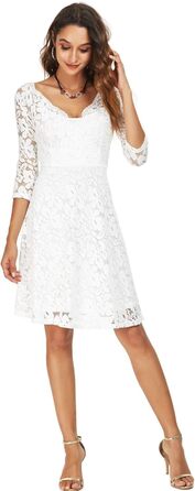 Сукня Atnlewhi жіноча вінтажна з мереживом, квітковий дизайн, без бретелек, елегантна, трапецієподібна, міні, для вечірки, коктейлю, весілля, білий, розмір M