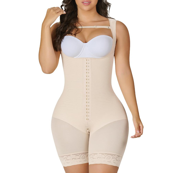Корсет YIANNA для фігури жіночий, бежевий, відкрита грудь (XL) - слімуючий боді