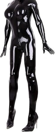 Комбінезон жіночий з еластичної шкіри (PVC) BESYFAY, глянцевий, чорний, XL
