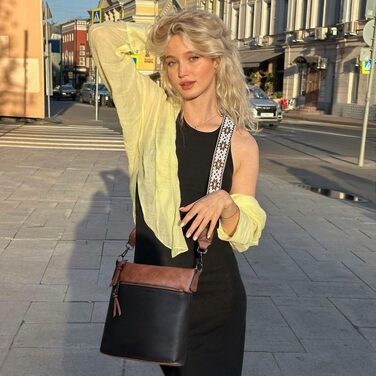 Жіноча сумка через плече Roulens з екошкіри з регульованим ременем, чорно-коричнева
