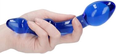 Дильдо Shots Chrystalino з боросилікатного скла, блакитний, 15 см