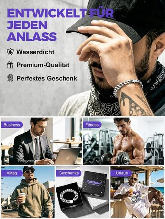 Чоловічий сталевий браслет Richsteel Cuban Link (кубинський ланцюг) з подарунковою коробкою, золотий, ширина 12мм, довжина 23см