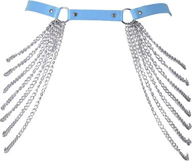 Жіночий корсет-тягач з шкіри BANSSGOTH, пояс-ремiнь, стринги, панковський стиль, для фестивалів та рейвів, великі розміри, блакитний