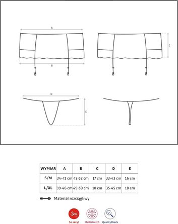Сексуальний жіночий комплект спідньої білизни Selente Love & Fun з корсетним поясом (танга/шкарпетки опціонально), чорний, L-XL, Made in EU