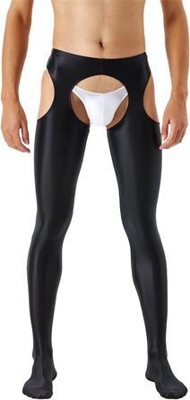 Чоловічі колготки Bciopll з відкритим промером та вирізом, середня талія, еластичний пояс, скінні легінси XL чорного кольору