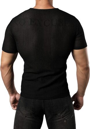 Чоловіча футболка JOGAL з сіткою, облягаюча, короткий рукав, чорна
