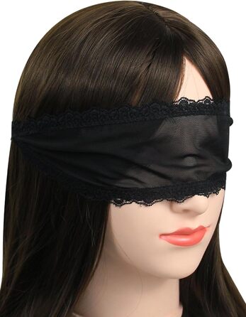 Маска для очей Quizzhe з мереживом - сексуальна маска для сну, косплей, Хелловін, Валентинка (чорна)