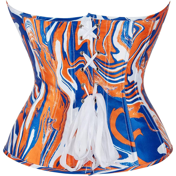 Жіноче корсетне тіло Adelce з квітковим принтом, блакитно-помаранчеве, на шнурівці, вінтажний стиль