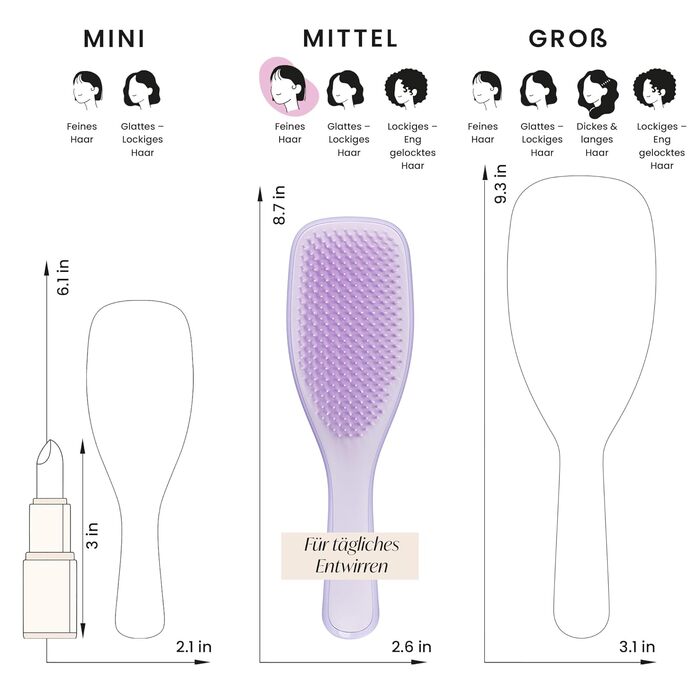 Щітка для волосся Tangle Teezer Ultimate Detangler для фарбованого, тонкого та рідкого волосся, фіолетова — двогодинна щетина для зменшення ламкості та виплухування