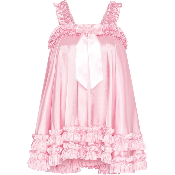 Сукня-комбінезон Satini Dessous з мереживом та рюшами, стиль бебі-дол, для косплею та кросдресу (S, ніжно-рожевий)