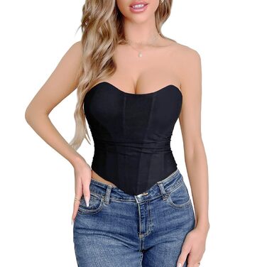 Шиммуо Корсет для жінок, топ-бюстгальтер, мереживний, без бретелек, чорний