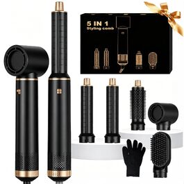 Мультистайлер для волосся 5 в 1 UKLISS Airstyler: фен, вирівнювач, круглий браш та локони, чорний