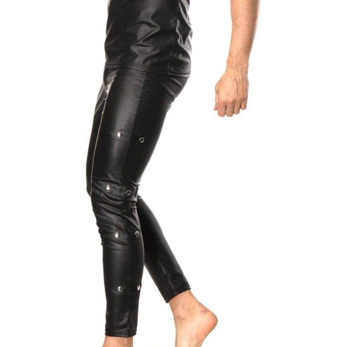 Чоловічі шкіряні штани Lederhosen Slim Fit, чорні - для костюмів та косплею