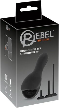 Мастурбатор Rebel Glans з 3 насадковими дилататорами, вібраційний, чорний, універсальний