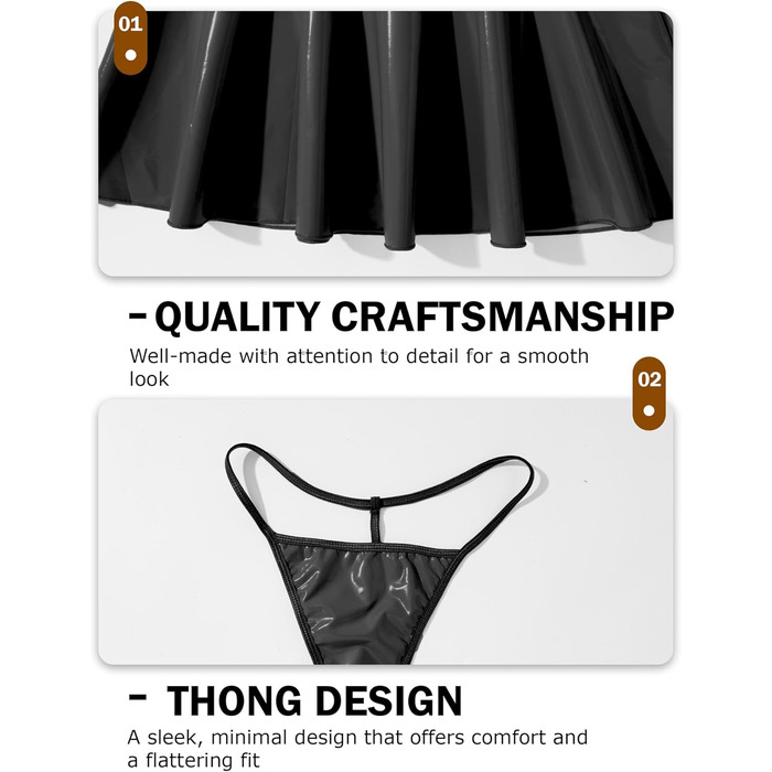 Сукня з екошкіри Auing для жінок, комплект нижньої білизни, костюм зайчика - чорний, XL