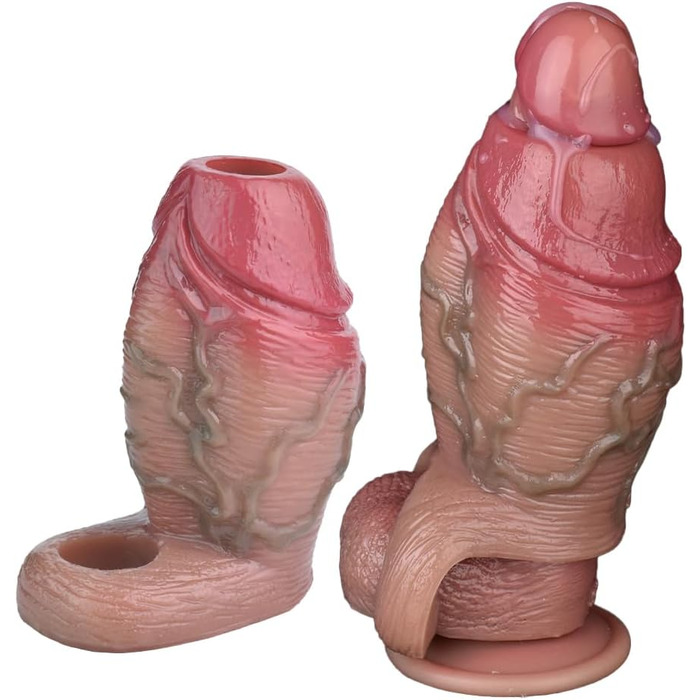 Силіконовий реалістичний презерватив-маска для пеніса, презерватив-маска для збільшення та подовження, секс-іграшки для чоловіків та жінок, шкірного кольору