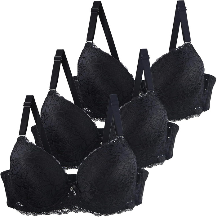 Набір 3 бюстгальтери CSKJ для великих грудей: мереживний бюстгальтер без кісточок з підтримкою, пуш-ап, для йоги, спорту та повсякденного носіння. Розміри: 100C, великі груди.