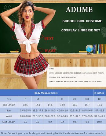 Комплект жіночої білизни ADOME в стилі школярки, рольова білизна, костюми студентки, рожевий принт, розмір XXL