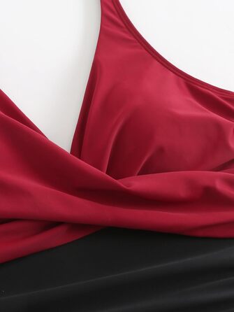 Купальник суцільний LA ORCHID з ефектом схуднення та підтримки грудей, висока талія, червоно-чорний, XL