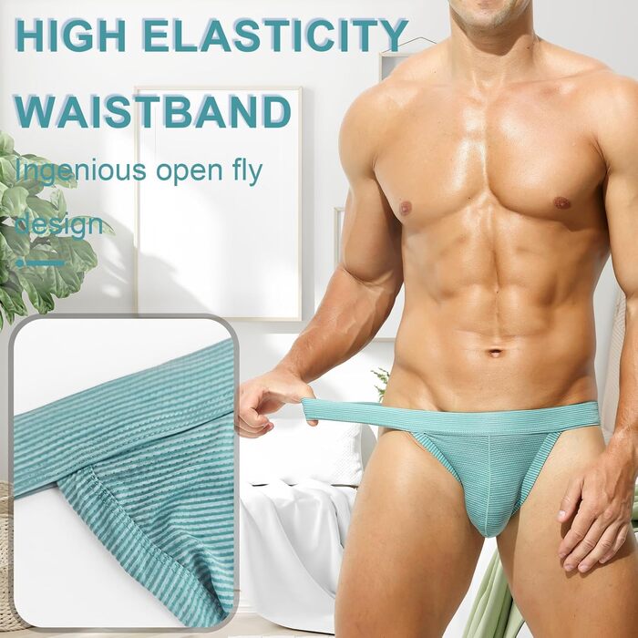 Тонкі чоловічі труси-сліпи Karen Space з льонової сітки, комфортні, еластичні, 5 шт. в упаковці (XL, зелений)