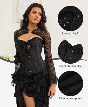 Корсет для жінок - бюстгальтер-корсет, чорний, розмір L