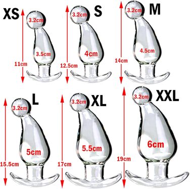 Скляний анальний плаг ScreaAss з 6 розмірами (35/40/45/50/55/60 мм) - гладкий кристалічний плаг, куля, дildo, для жінок та чоловіків