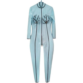 Латексні штани GAYLOP: комбінезон-костюм з надувною грудьми, чорний, XS