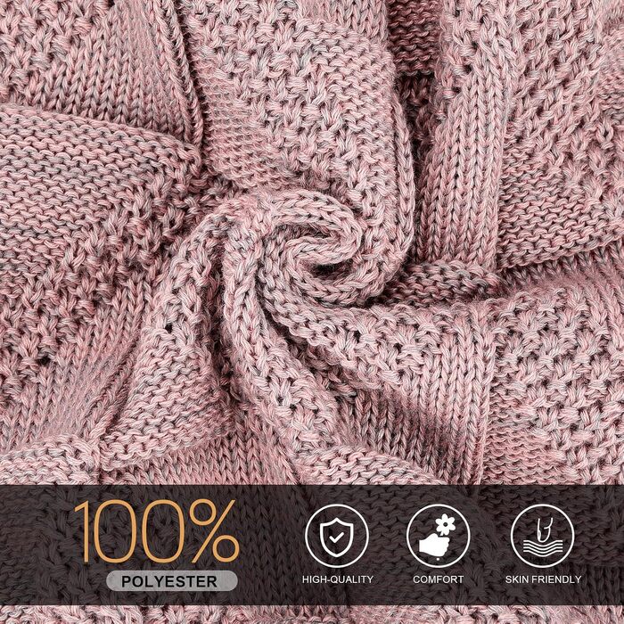 В'язана шапка-біні HAMUNI унісекс, дихаюча шапка Slouch Beanie для жінок та чоловіків (Чорний + Рожевий)