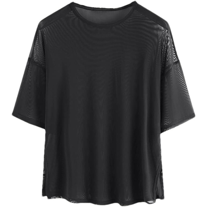 Чоловіча футболка Mesh - сексуальна, з короткими рукавами, прозора, для нічного клубу, вечірки, стильна