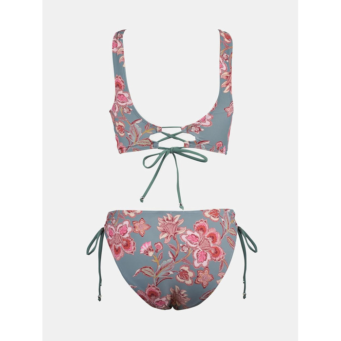 CUPSHE БІКІНІ жіночий, комплект, зав'язування, квітковий принт, низька посадка, шнурівка, двочастинний купальник, зелений L