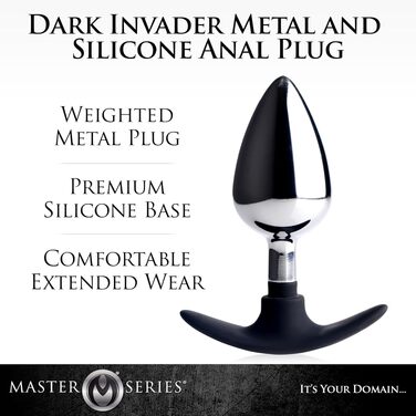 Анальна пробка Dark Invader з металу та силікону, великий розмір — гібридний дизайн для комфорту та задоволення, унісекс