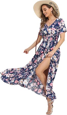 Сукня максі А-силуету VintageClothing жіноча, темно-синя (L, 75% бавовна)