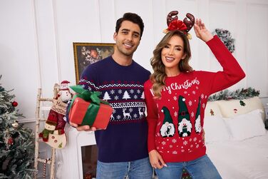 Смішний різдвяний светр Terecey Daen з принтом, зимовий світшот Ugly Christmas Sweater, червоний, XL