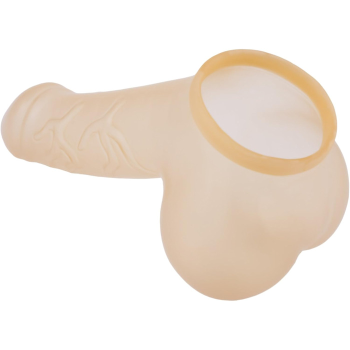 Секс-іграшка Penis Sleeve Danny: прозорий рукав для пеніса, 11,5 см, з текстурою, мішком для яєчок та виразною головкою. Зроблено в Німеччині