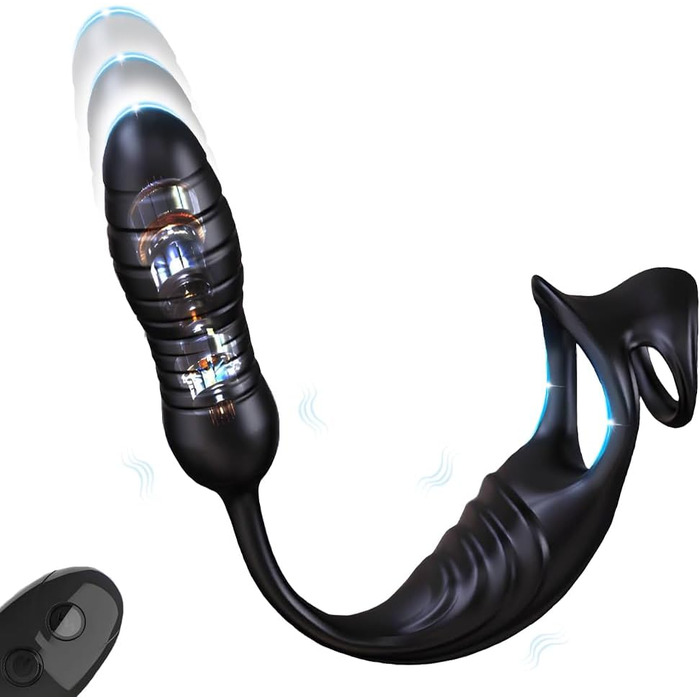 Вібратор для чоловіків NAIXBTY з подвійною вібрацією та стимуляцією простати. Анальний плагін, кільце для пеніса. Іграшки для дорослих