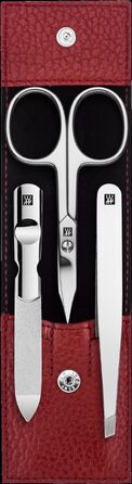 Набір для манікюру та педикюру ZWILLING (3 предмети), полірована нержавіюча сталь, шкіряний футляр, червоний