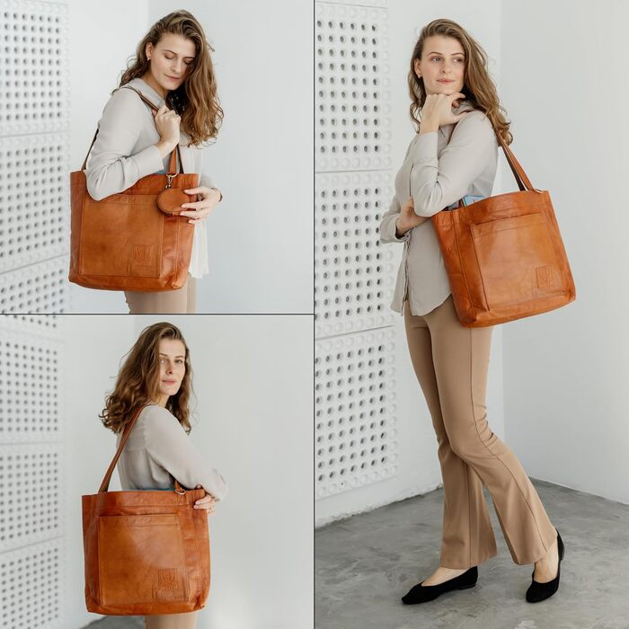 Жіноча шкіряна сумка-шопер Berliner Bags Vintage Seville, коричнева сумка з ручками