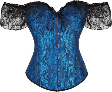 Жіночий топ-корсет CKJ Corage у стилі піратів/готики з басками, великі розміри (5XL), темно-синій