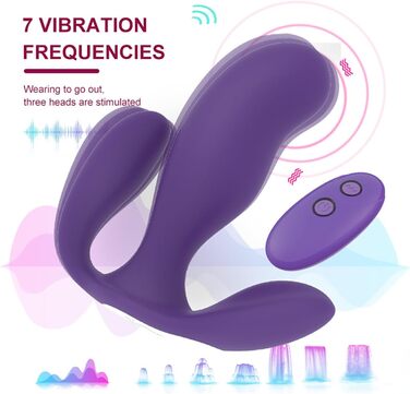Вібратор-стимулятор для жінок 3-в-1 з 7 режимами та пультом керування, JFRong. Для клітора, G-точки та анусу. Масажер простати, тихий, для пар.