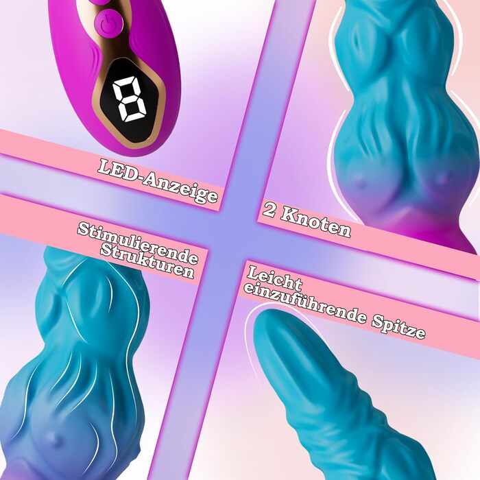 Вібратор для дорослих Monster Dildo з 9 режимів вібрації та LED-дисплеєм, 24 см, для жінок та чоловіків, набір вібраторів з стимуляцією клітора та анальним отвором