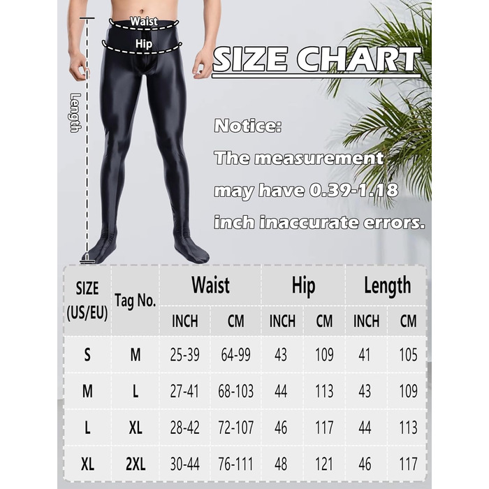 Чоловічі лосини-легінси, блискучі, з підтягнутим силуетом, з підтяжками, напівпрозорі, чорні, розмір L
