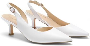 Жіночі туфлі-слінгбеки Dream Pairs на низьких підборах (kitten heels), білі, екошкіра, розмір 40 EU