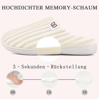Жіночі домашні капці з ефектом пам'яті Memory Foam, велюрові плюшеві тапочки протиковзкі (розмір 38/39, бежево-білі)