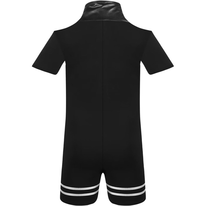 Чоловічий халат Landofgenie з коміром з ПВХ-шкіри, стиль панк, контрастні смуги, ідеальний для дому, сну та тематичних вечірок, чорний, XL