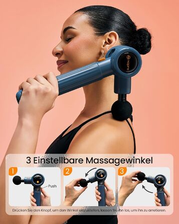 Перкусійний масажер Napre Massage Gun з подовжувачем та 3 кутами нахилу для спини, шиї та плечей, чорний/синій