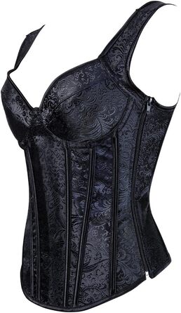Корсет жіночий Grebrafan з квітковим принтом, повний бюст, ретро, чорний